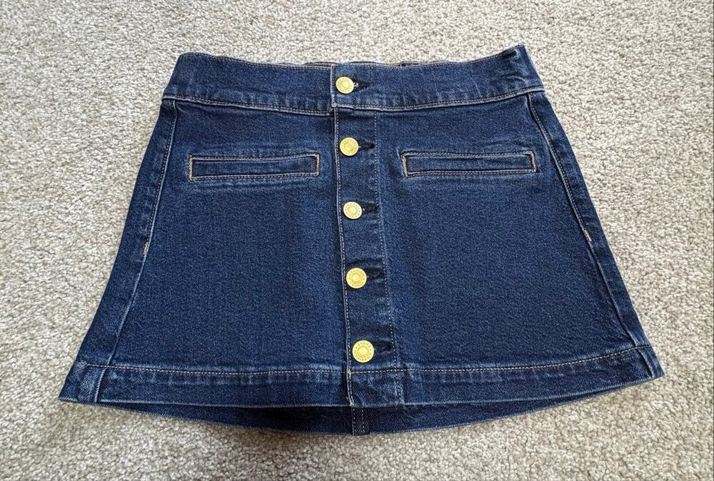 American Eagle Low Rise A Line Denim Mini Skirt Dark Wash Sz 000